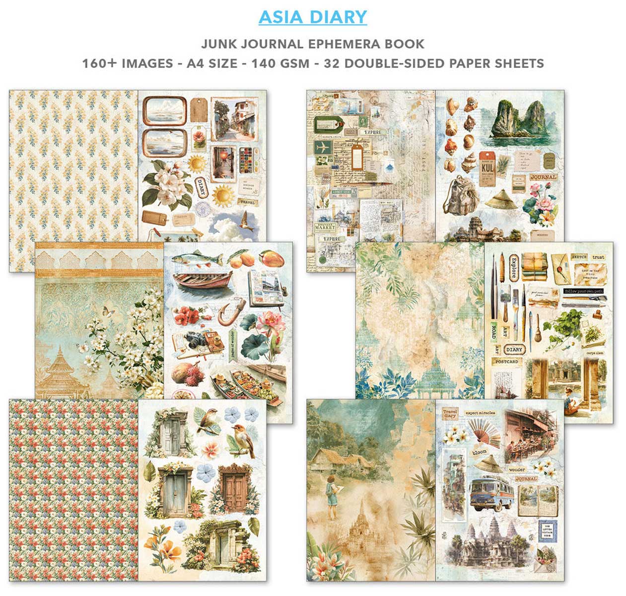 Ciao Bella A4 Junk Journal & Ephemera Book - Asia Diary [CBB028] - Image 3