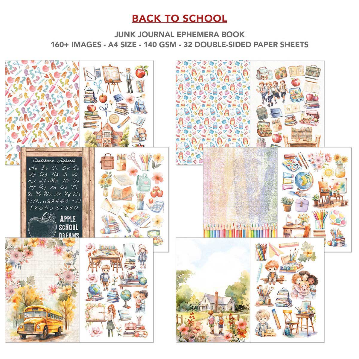 Ciao Bella A4 Junk Journal & Ephemera Book - Back To School [CBB012] - Image 2