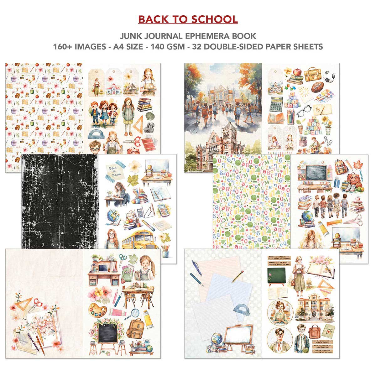 Ciao Bella A4 Junk Journal & Ephemera Book - Back To School [CBB012] - Image 3