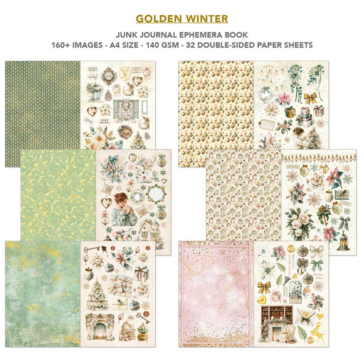 Ciao Bella A4 Junk Journal & Ephemera Book - Golden Winter [CBB032] - Image 2