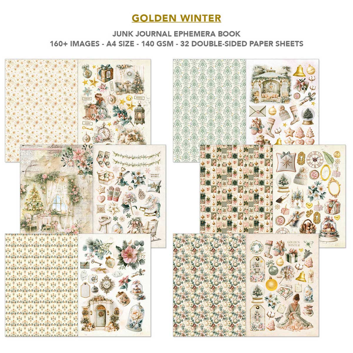Ciao Bella A4 Junk Journal & Ephemera Book - Golden Winter [CBB032] - Image 3