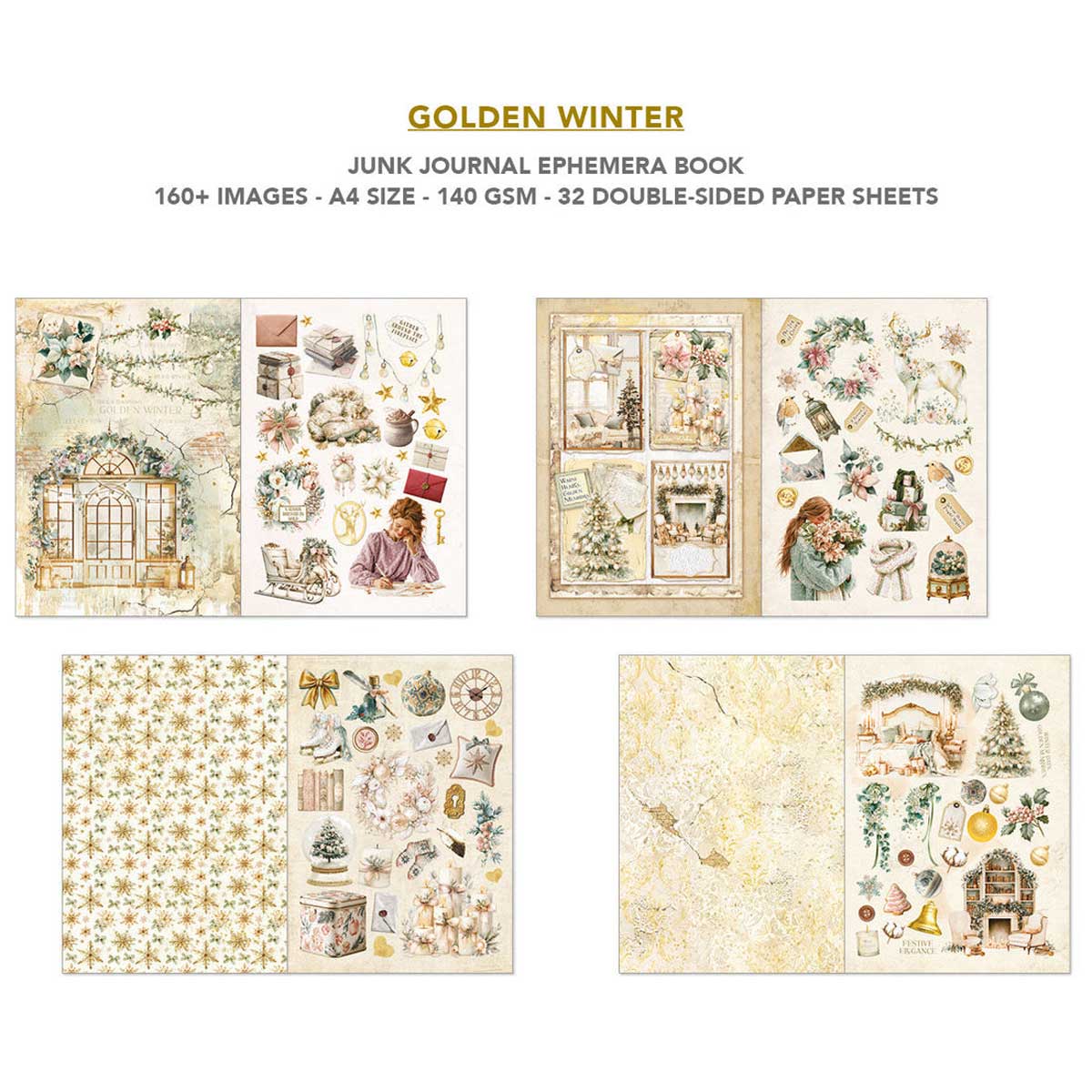 Ciao Bella A4 Junk Journal & Ephemera Book - Golden Winter [CBB032] - Image 4