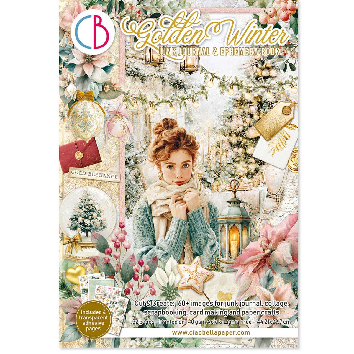 Ciao Bella A4 Junk Journal & Ephemera Book - Golden Winter [CBB032]