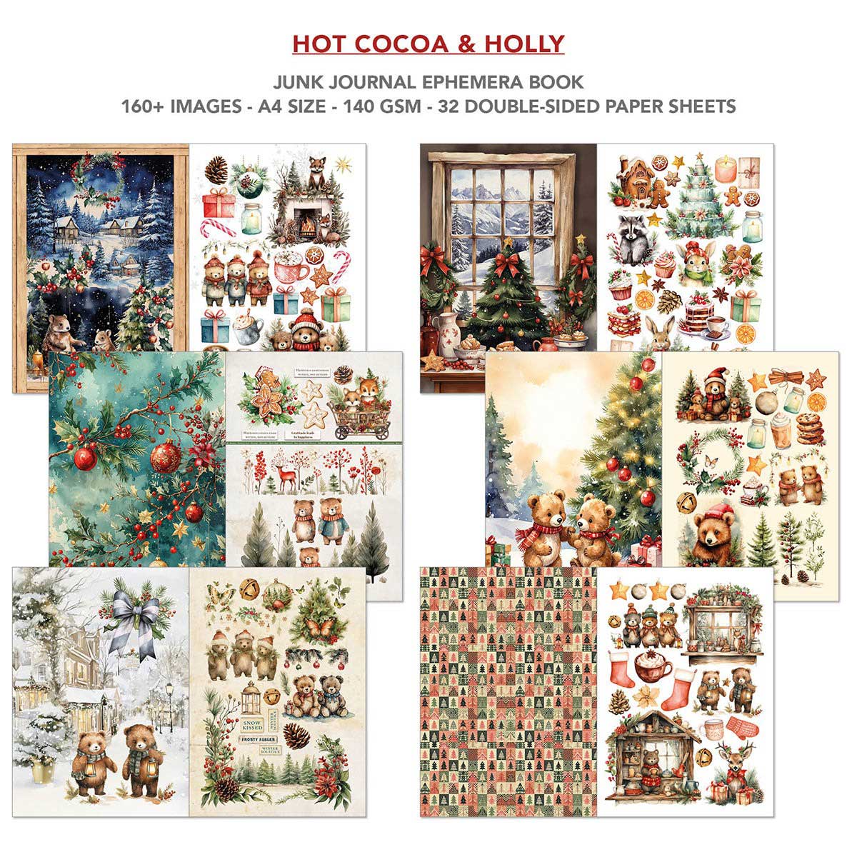 Ciao Bella A4 Junk Journal & Ephemera Book - Hot Cocoa & Holly [CBB015] - Image 3