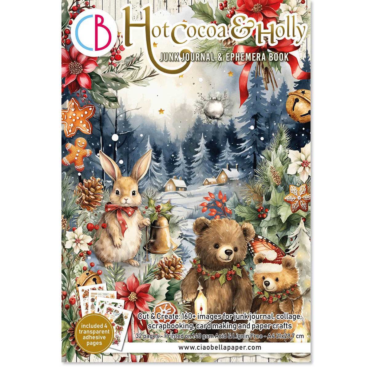 Ciao Bella A4 Junk Journal & Ephemera Book - Hot Cocoa & Holly [CBB015]