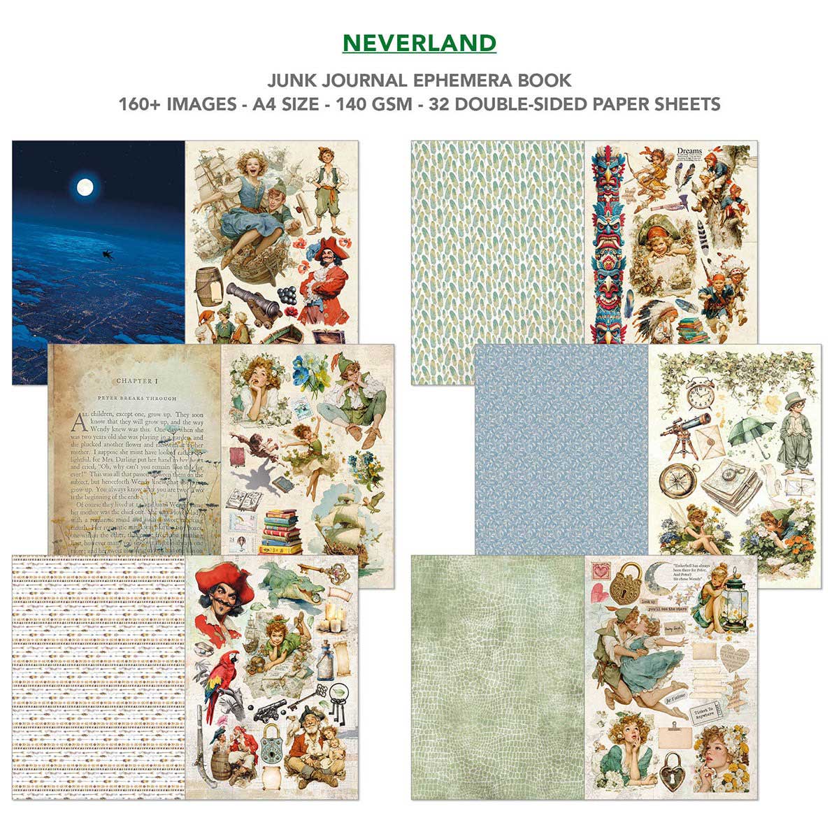 Ciao Bella A4 Junk Journal & Ephemera Book - Neverland [CBB021] - Image 2
