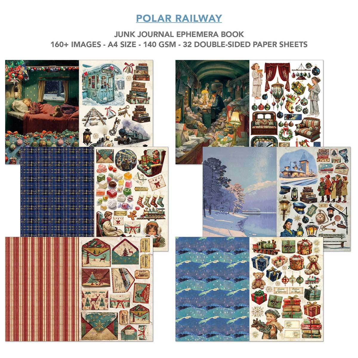 Ciao Bella A4 Junk Journal & Ephemera Book - Polar Railway [CBB018] - Image 3