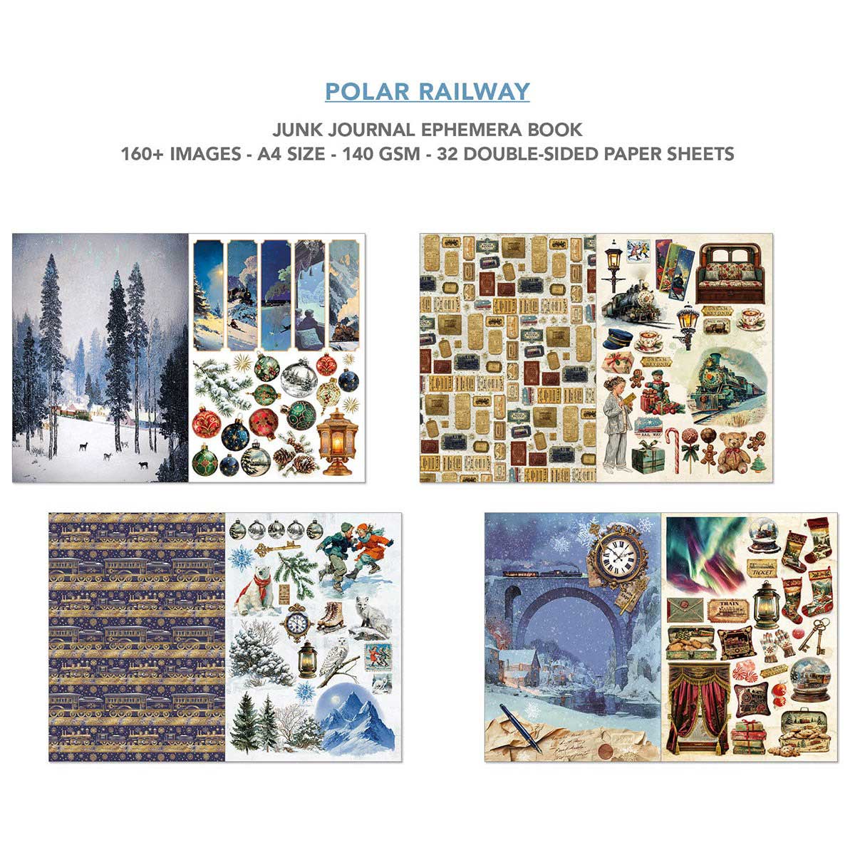 Ciao Bella A4 Junk Journal & Ephemera Book - Polar Railway [CBB018] - Image 4