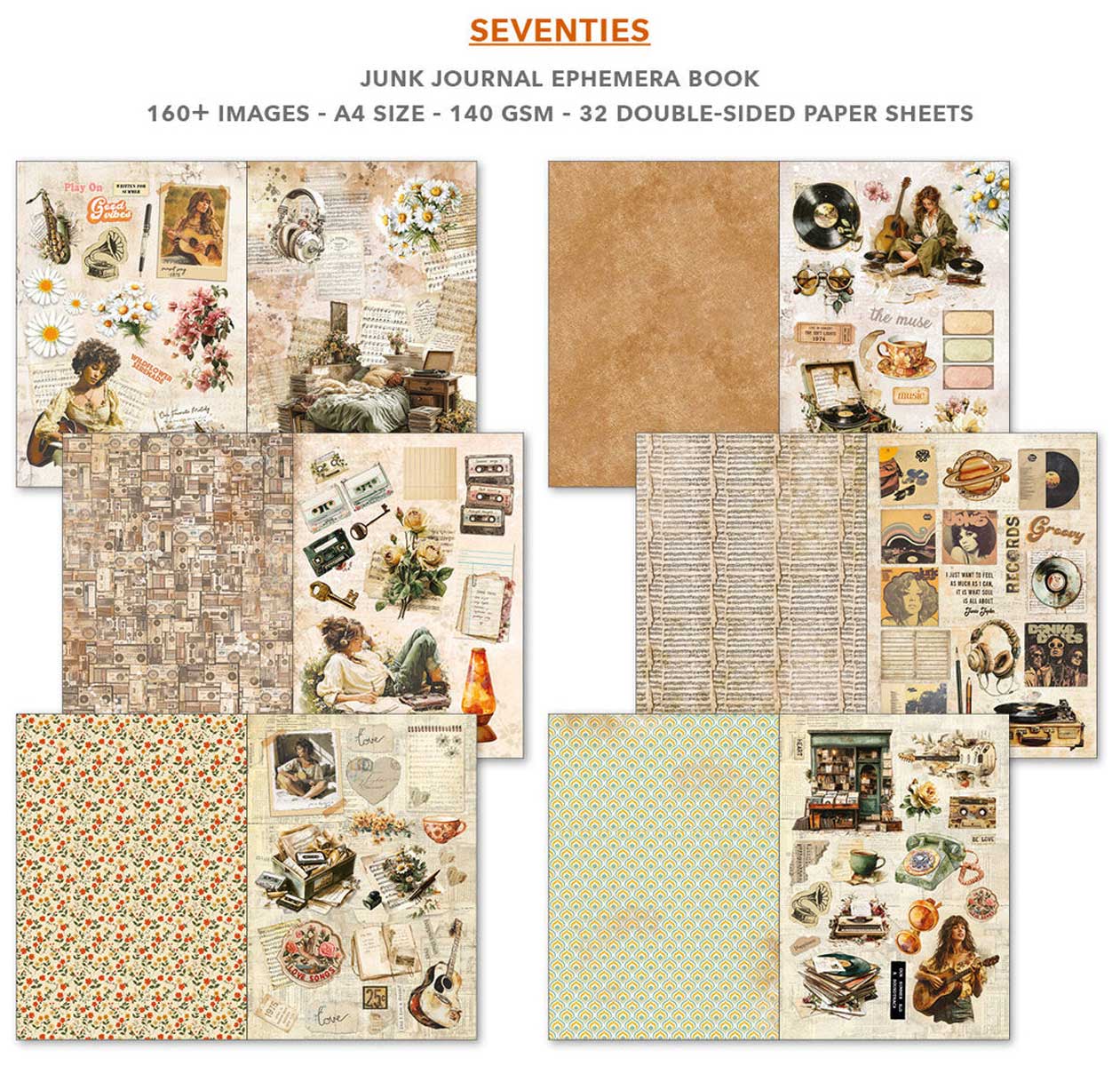 Ciao Bella A4 Junk Journal & Ephemera Book - Seventies [CBB027] - Image 2