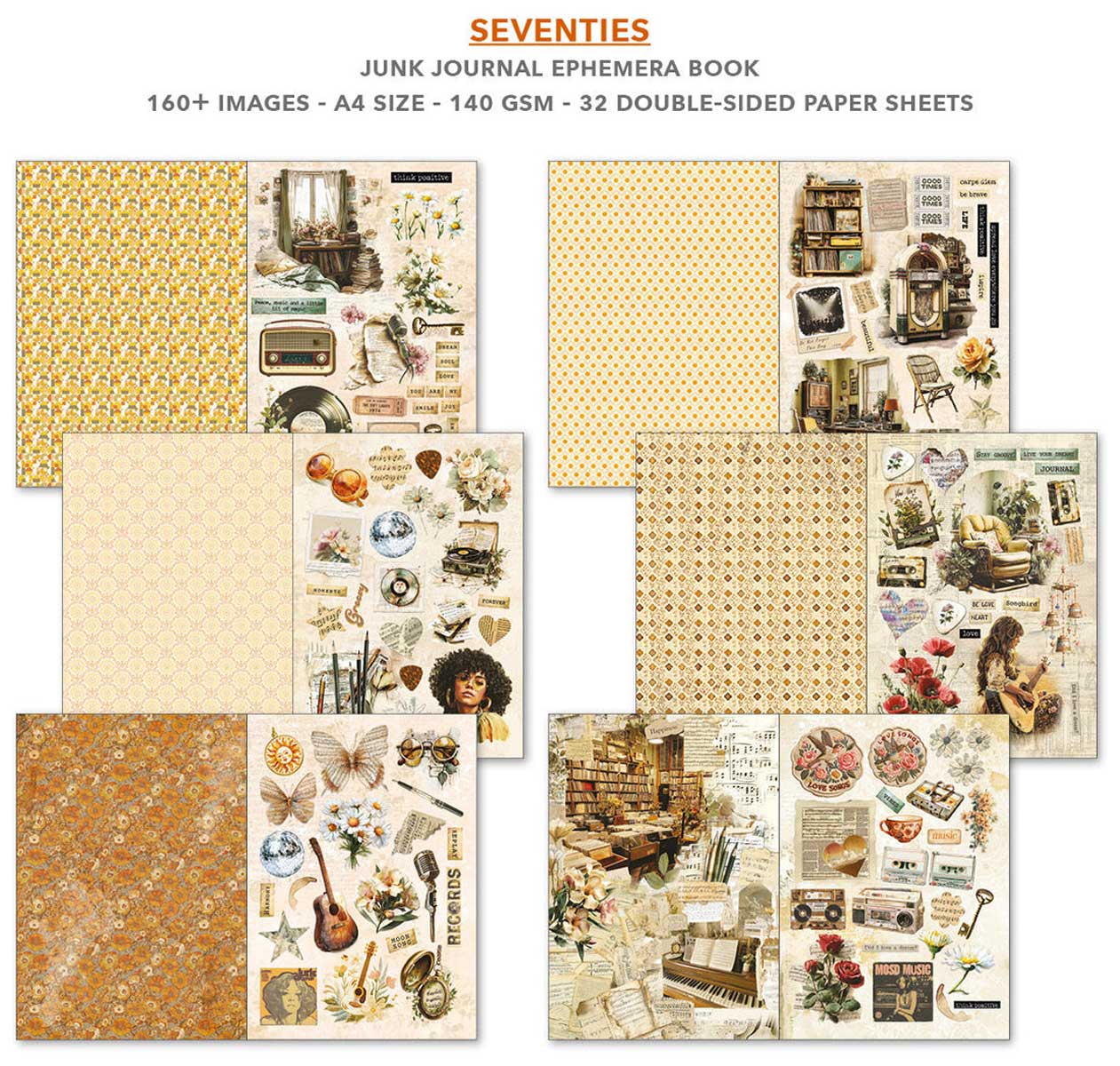 Ciao Bella A4 Junk Journal & Ephemera Book - Seventies [CBB027] - Image 3