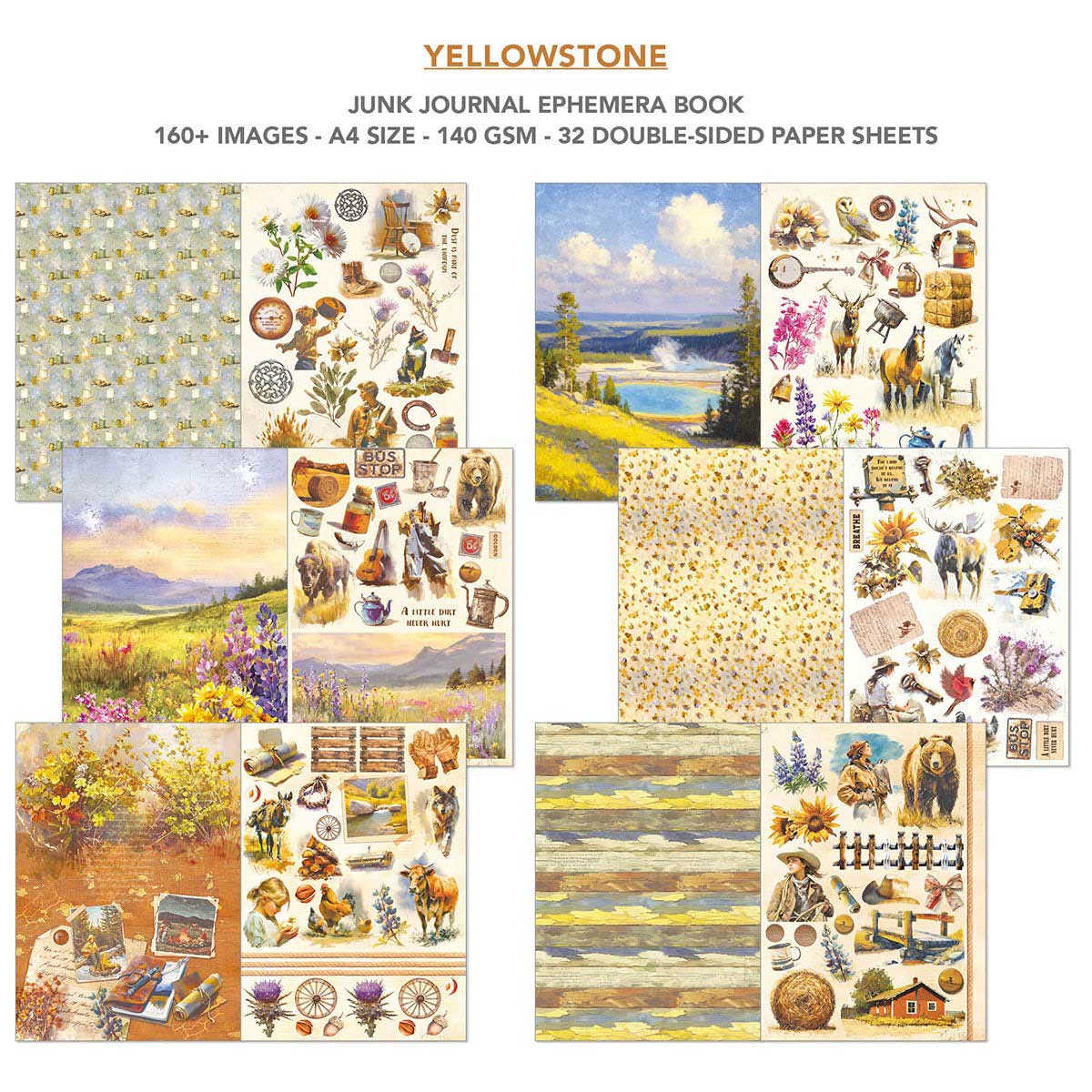 Ciao Bella A4 Junk Journal & Ephemera Book - Yellowstone [CBB022] - Image 3