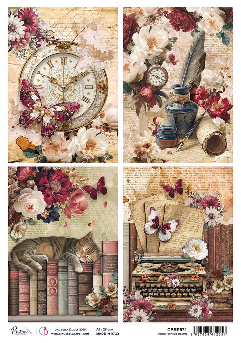 Ciao Bella A4 Rice Paper - Book Lovers Cards [CBRP571] - Joggles.com