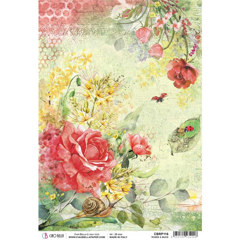 Decoupage Ciao Bella Flower Revolution 1 x A4 Size Sheet Rice Paper 