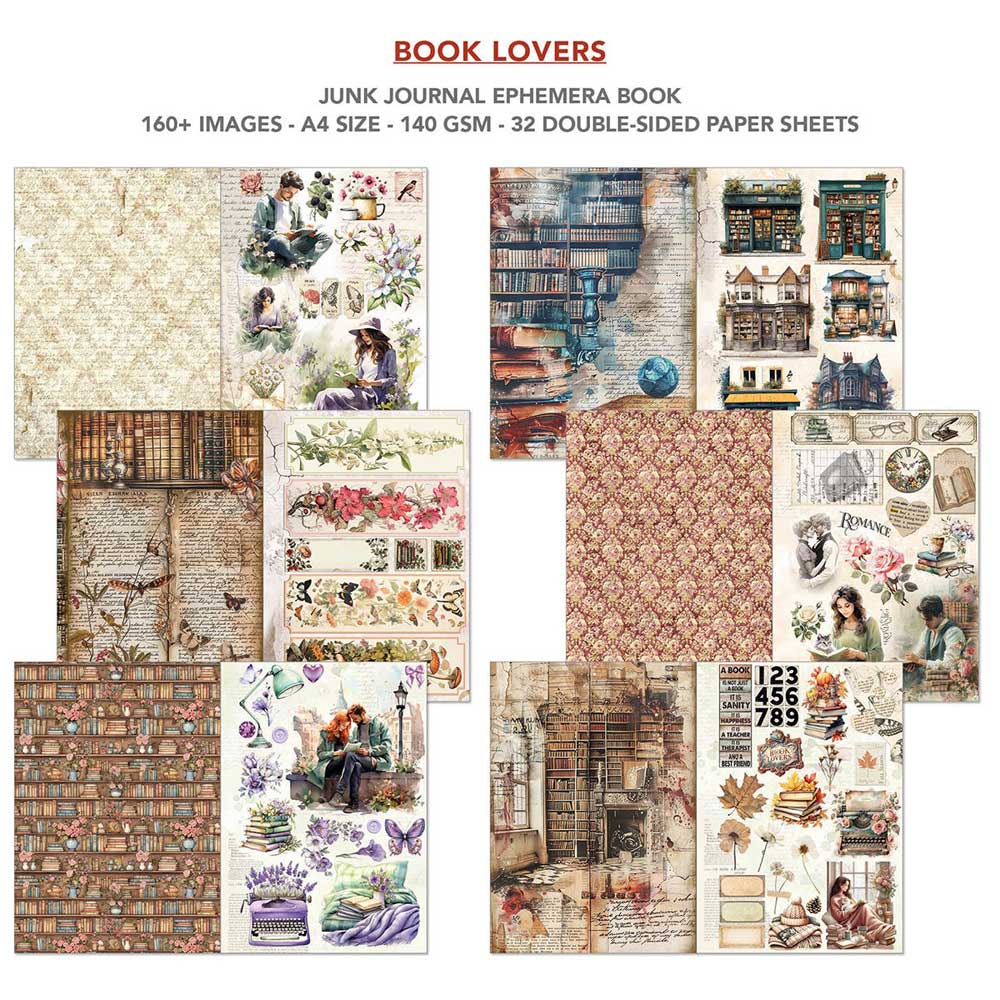 Ciao Bella A4 Junk Journal & Ephemera Book - Book Lovers [CBB005] - Image 2