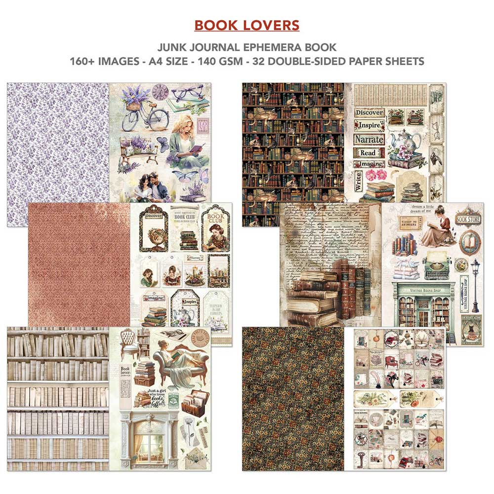 Ciao Bella A4 Junk Journal & Ephemera Book - Book Lovers [CBB005] - Image 3