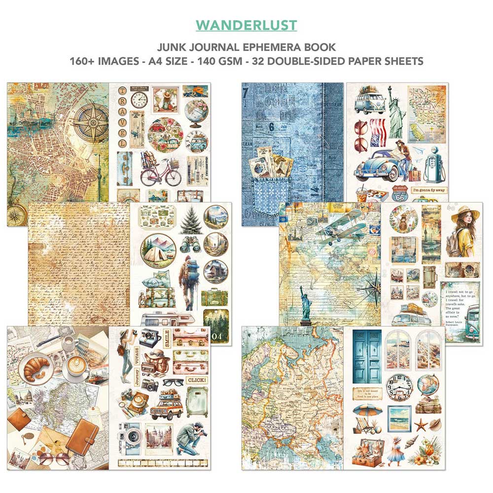 Ciao Bella A4 Junk Journal & Ephemera Book - Wanderlust [CBB006] - Image 2