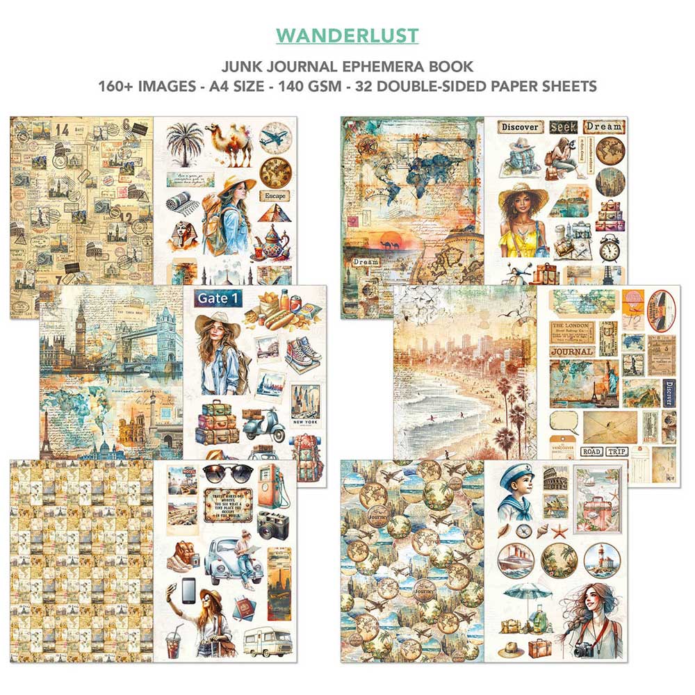 Ciao Bella A4 Junk Journal & Ephemera Book - Wanderlust [CBB006] - Image 3