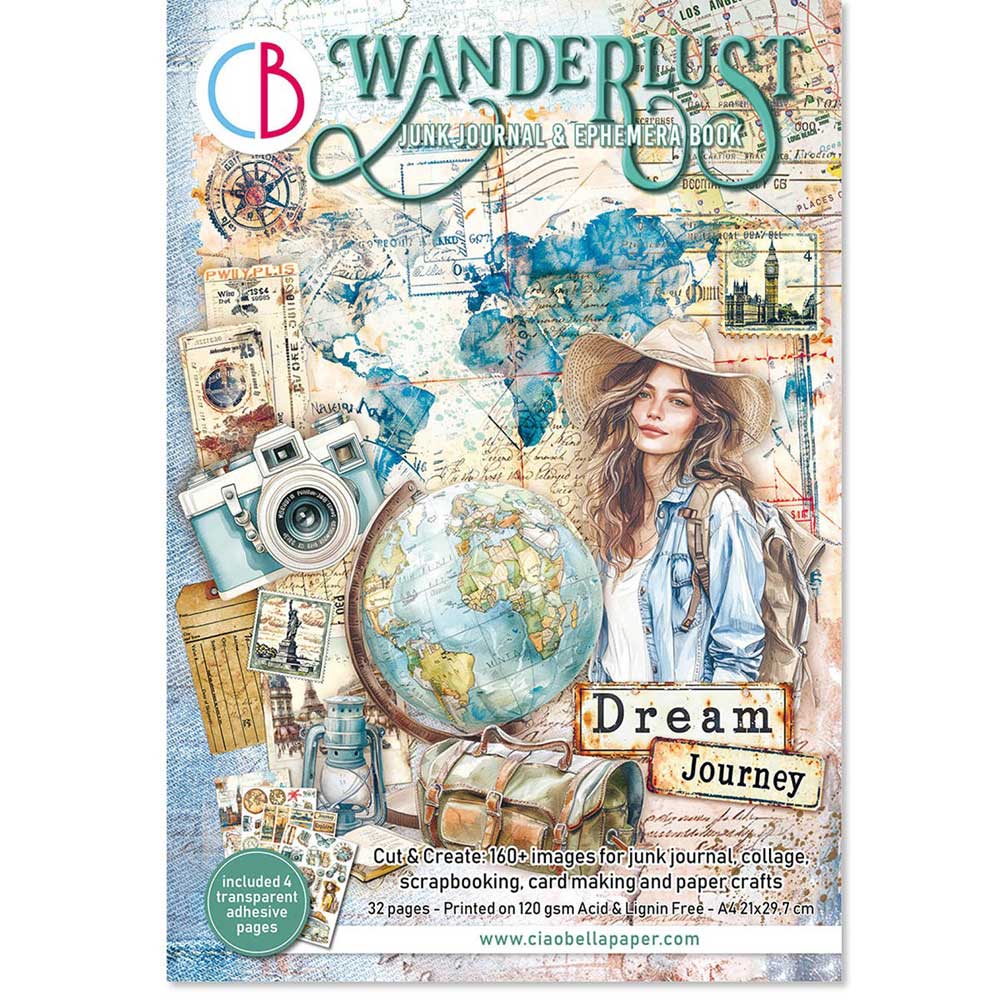Ciao Bella A4 Junk Journal & Ephemera Book - Wanderlust [CBB006]