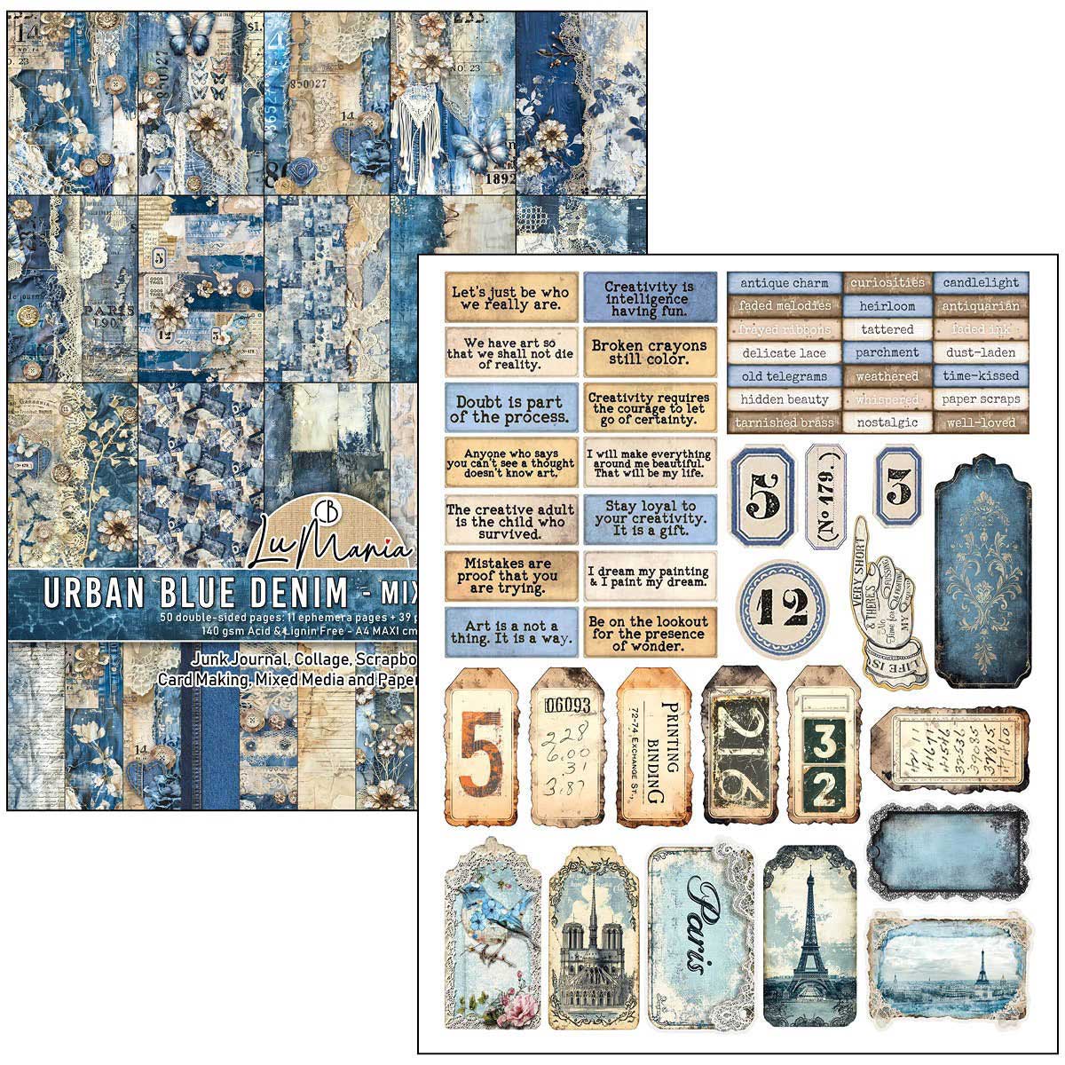 Ciao Bella Lu Mania A4 Maxi Mixed Media Book - Urban Blue Denim [MA002] - Image 2