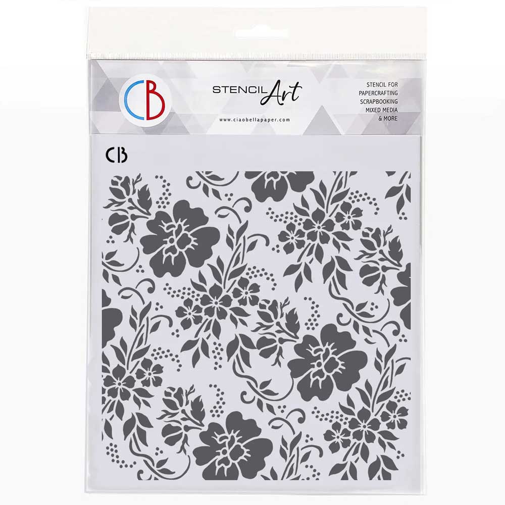 Ciao Bella - Stencil Art - Floral - Stencil - 5x8 inch - Messy Papercrafts