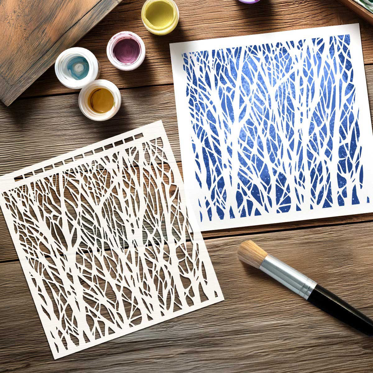 Cosmic Shimmer / Andy Skinner Mixed Media Stencil 8" x 8" - Woodland [08-0006-AS] - Image 2