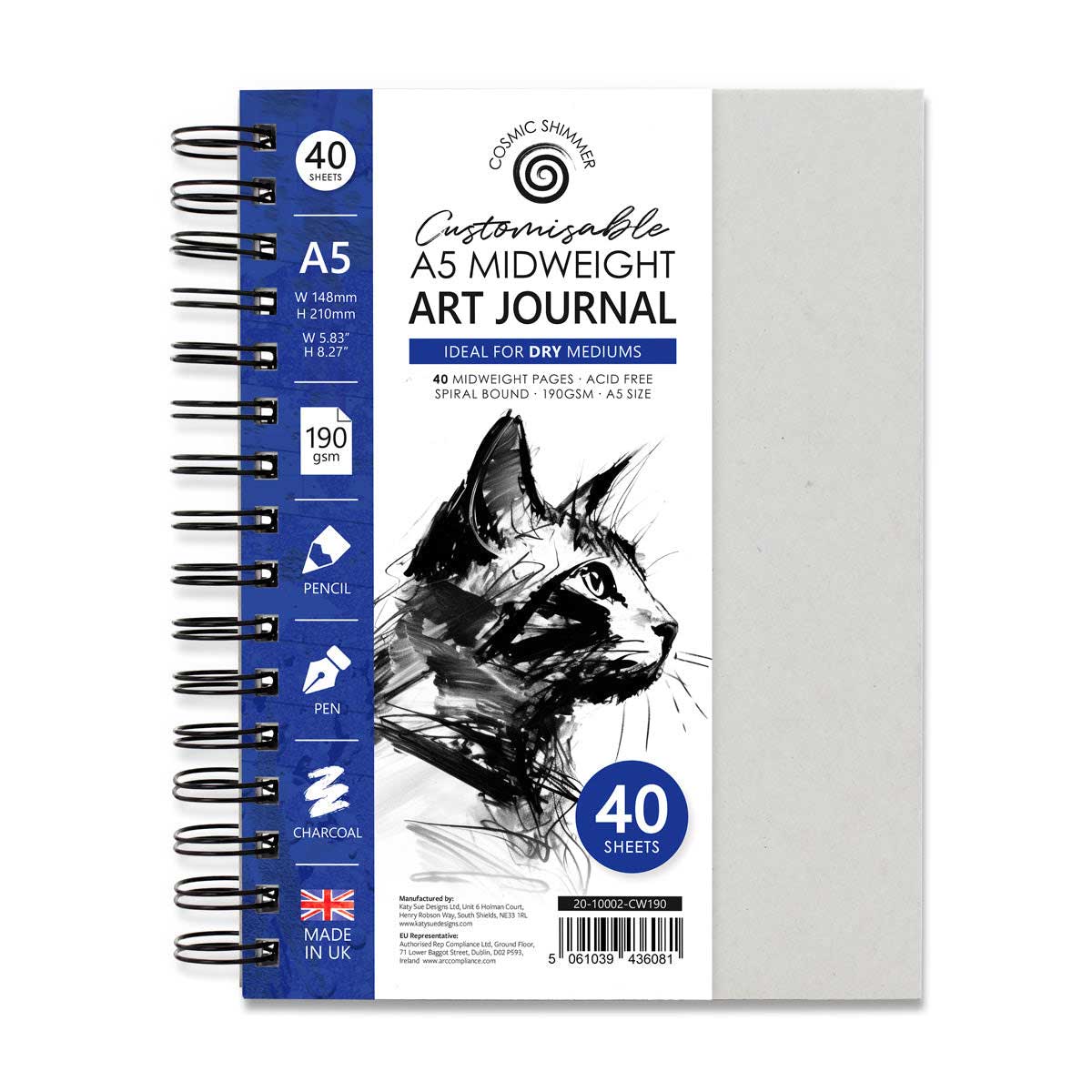 Cosmic Shimmer Customizable A5 Midweight Art Journal [20-10002-CW190]