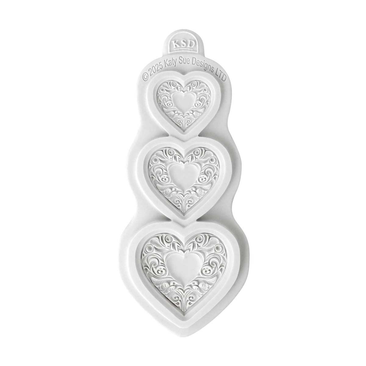 Cosmic Shimmer Silicone Mould - Ornate Heart Trio [CE0151-CS] - Image 2