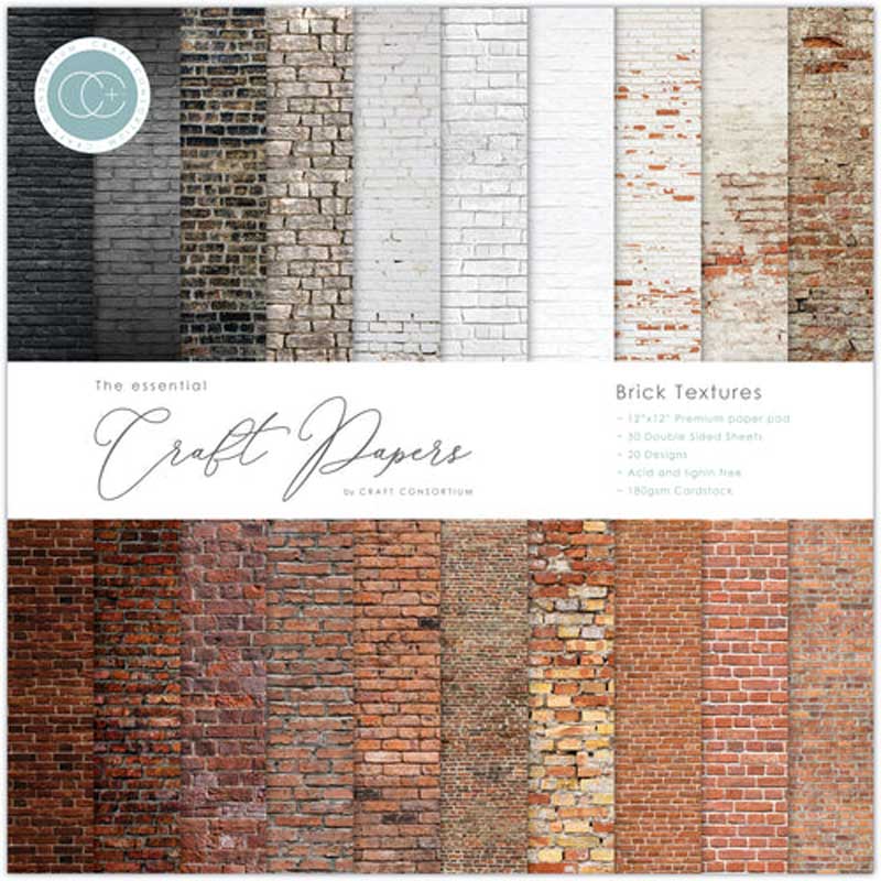 Craft Consortium 12 x 12 Paper Pad - Brick Textures [CCEPAD019]