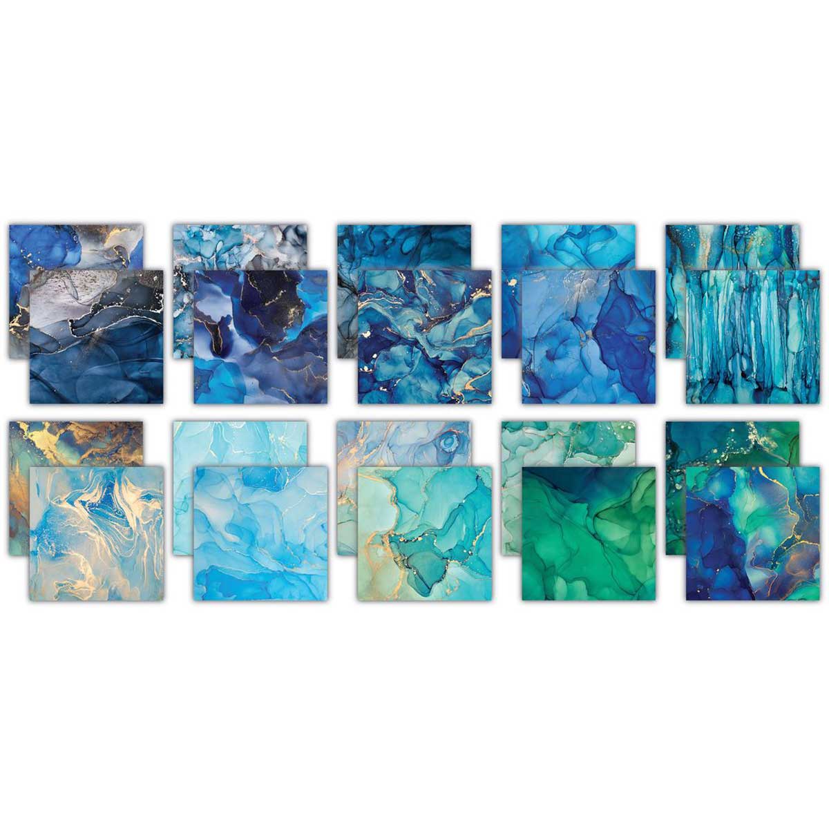 Craft Consortium 6" x 6" Paper Pad - Ink Drops Ocean 2 [CCEPAD041B] - Image 2