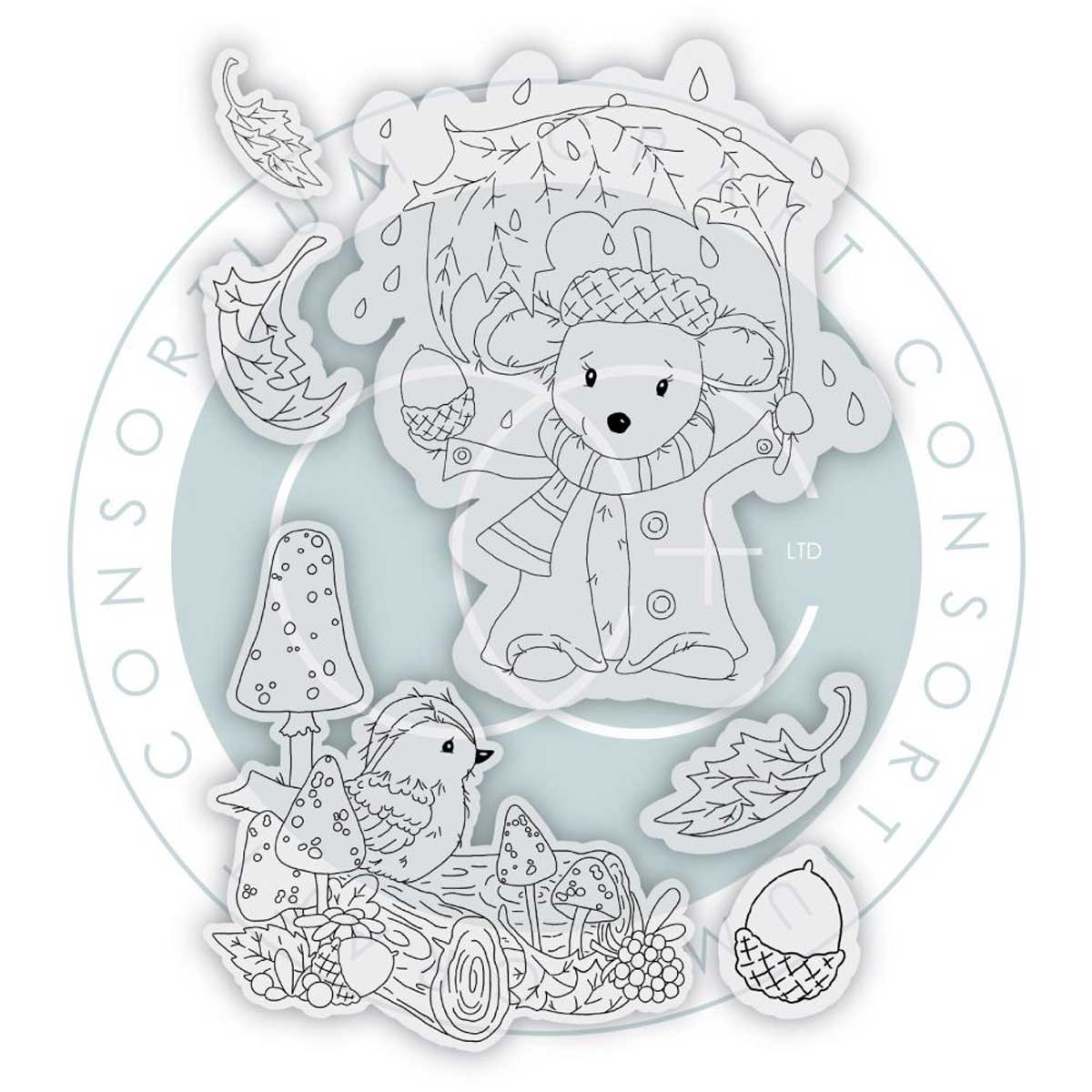 Craft Consortium Clear Stamp Set - Tales From Oak Wood - Falling Leaves [CCLSTMP002] - Image 2