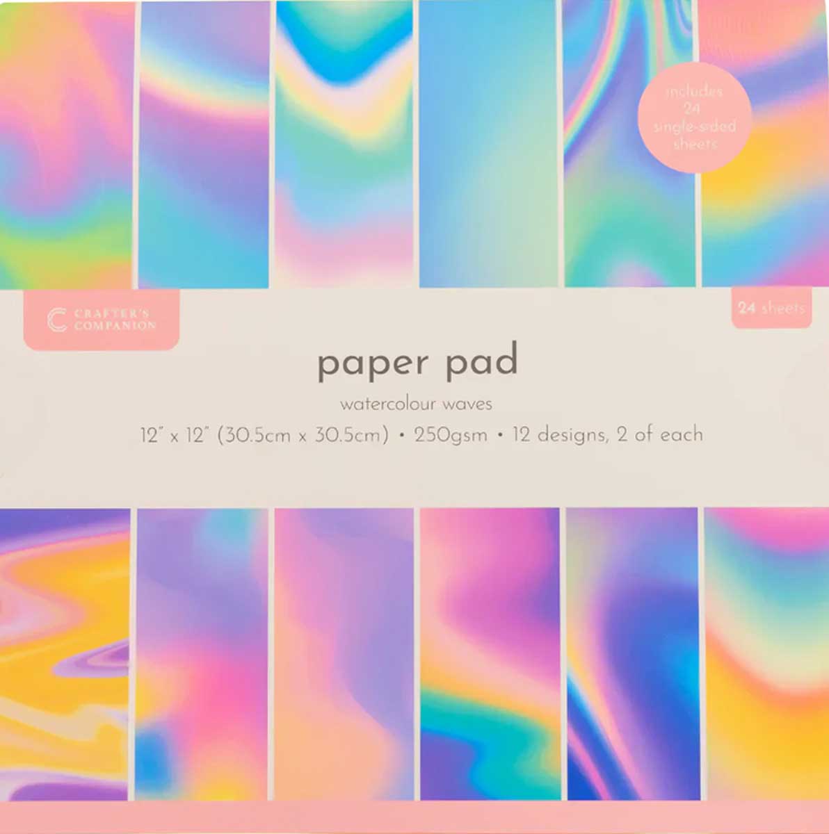 Crafter's Companion 12" x 12" Paper Pad - Watercolour Waves [CC-PAD12-WAWA]