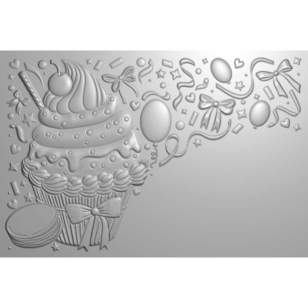 Crafter's Companion 3D Embossing Folder - Birthday Cupcake - Image 2