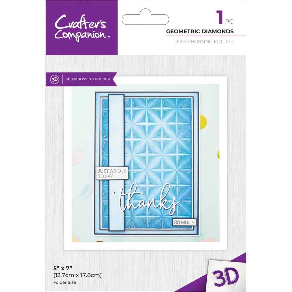 Crafter's Companion 3D Embossing Folder - Geometric Diamonds