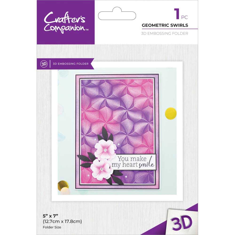 Crafter's Companion 3D Embossing Folder - Geometric Swirls