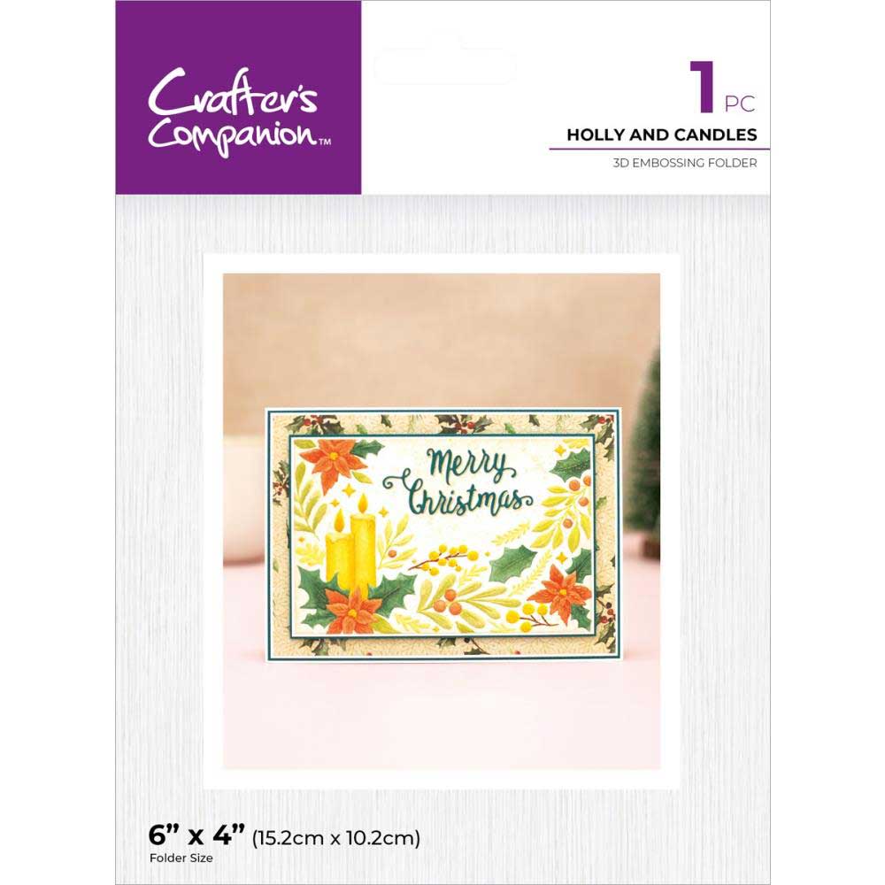 Crafter's Companion 3D Embossing Folder - Holly And Candles