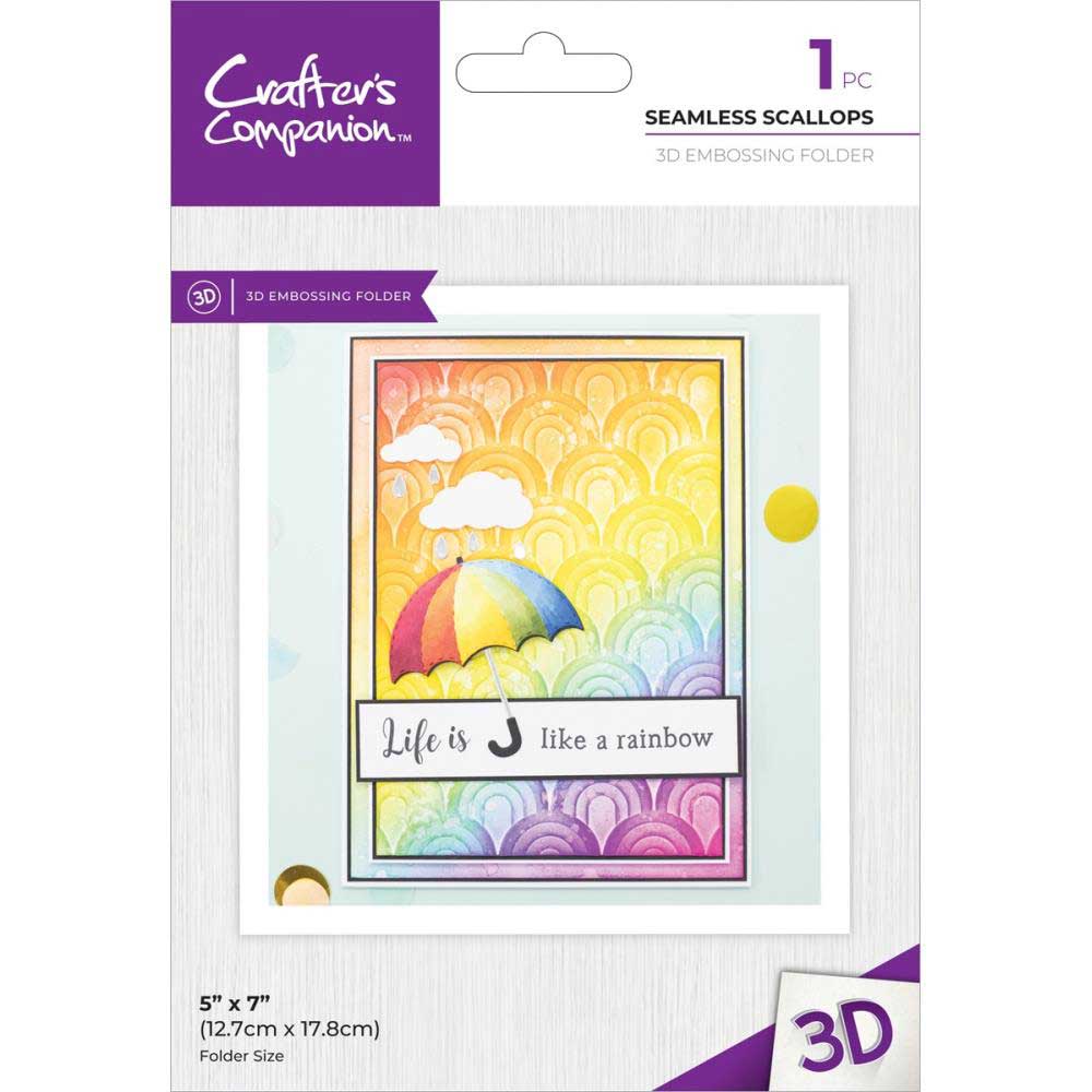 Crafter's Companion 3D Embossing Folder - Seamless Scallops