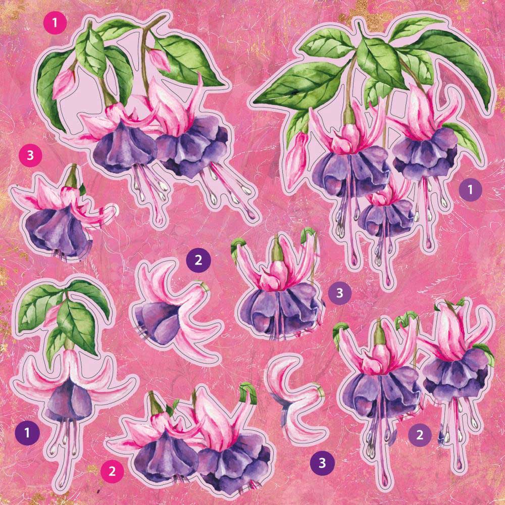 Crafter's Companion 6" x 6" Decoupage Pad Pad - Nature's Garden Fabulous Fuchsia [NGA-FF-DPAD6] - Image 2