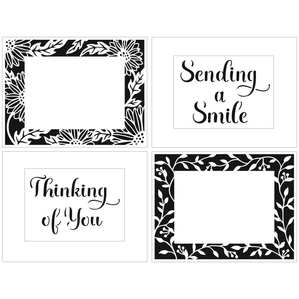 Crafter's Workshop Layered Card Stencil 8.5X11-A2 Sunflowers Vines Frames