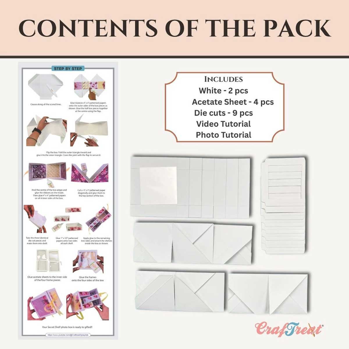 CrafTreat 3D Fold Shapes - Desk Organiser Photo Box - White [CFS017] - Image 3