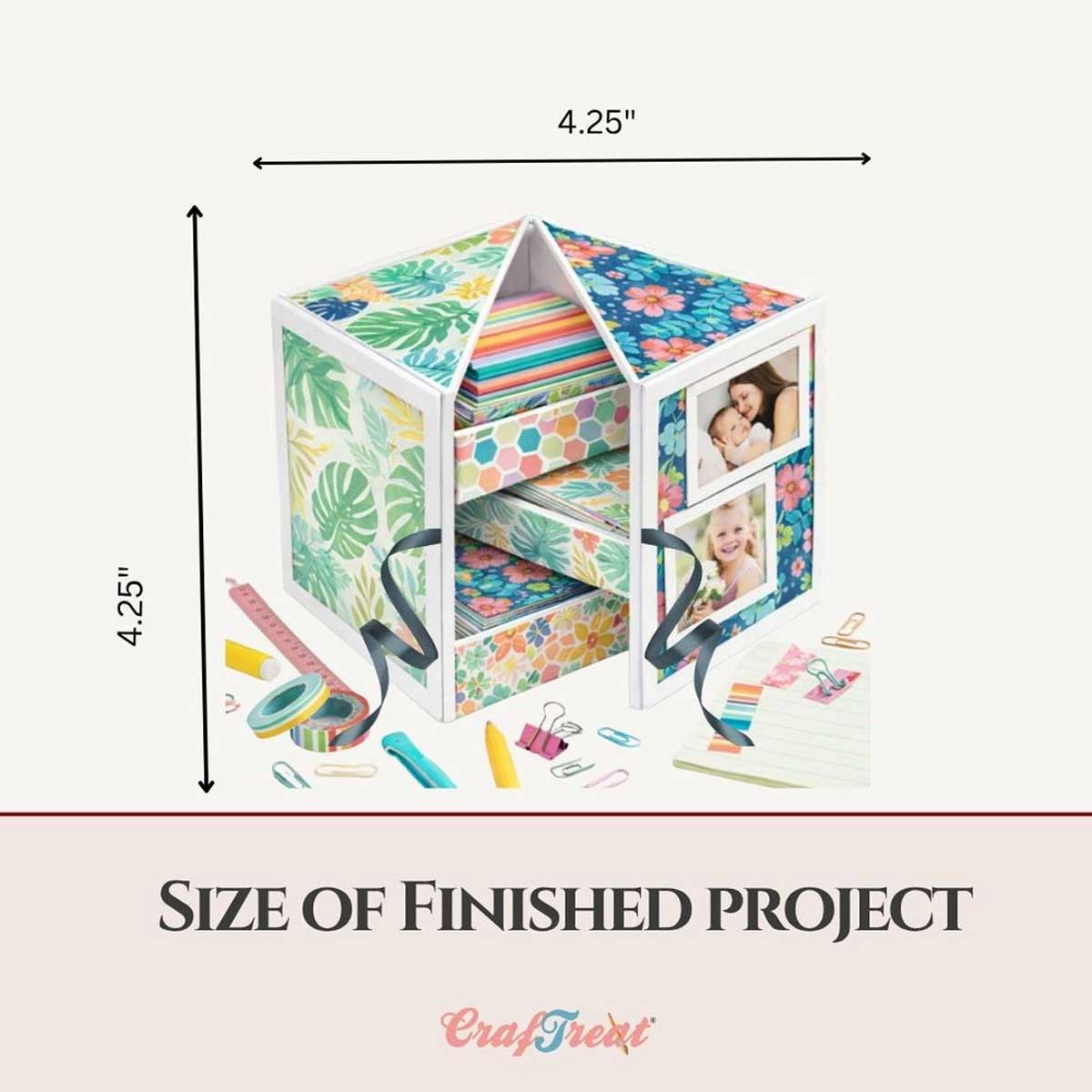 CrafTreat 3D Fold Shapes - Desk Organiser Photo Box - White [CFS017] - Image 4