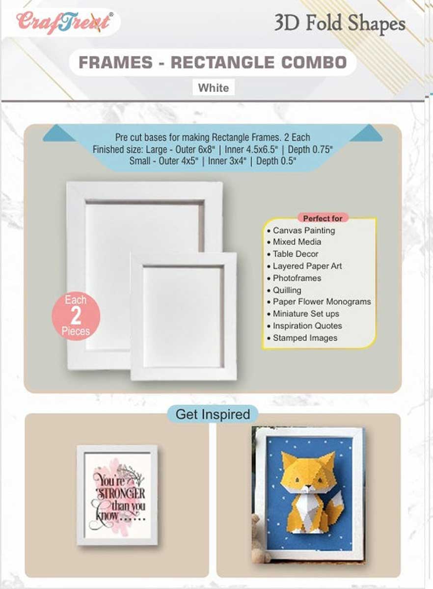 CrafTreat 3D Fold Shapes - Frames - Rectangle Combo White [CFS011]