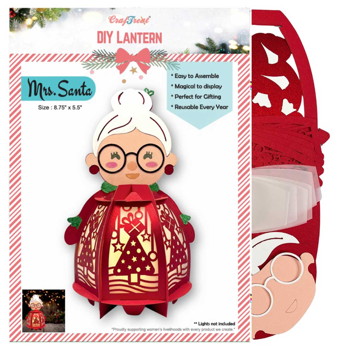 CrafTreat DIY Lantern - Mrs Santa [CTL007]