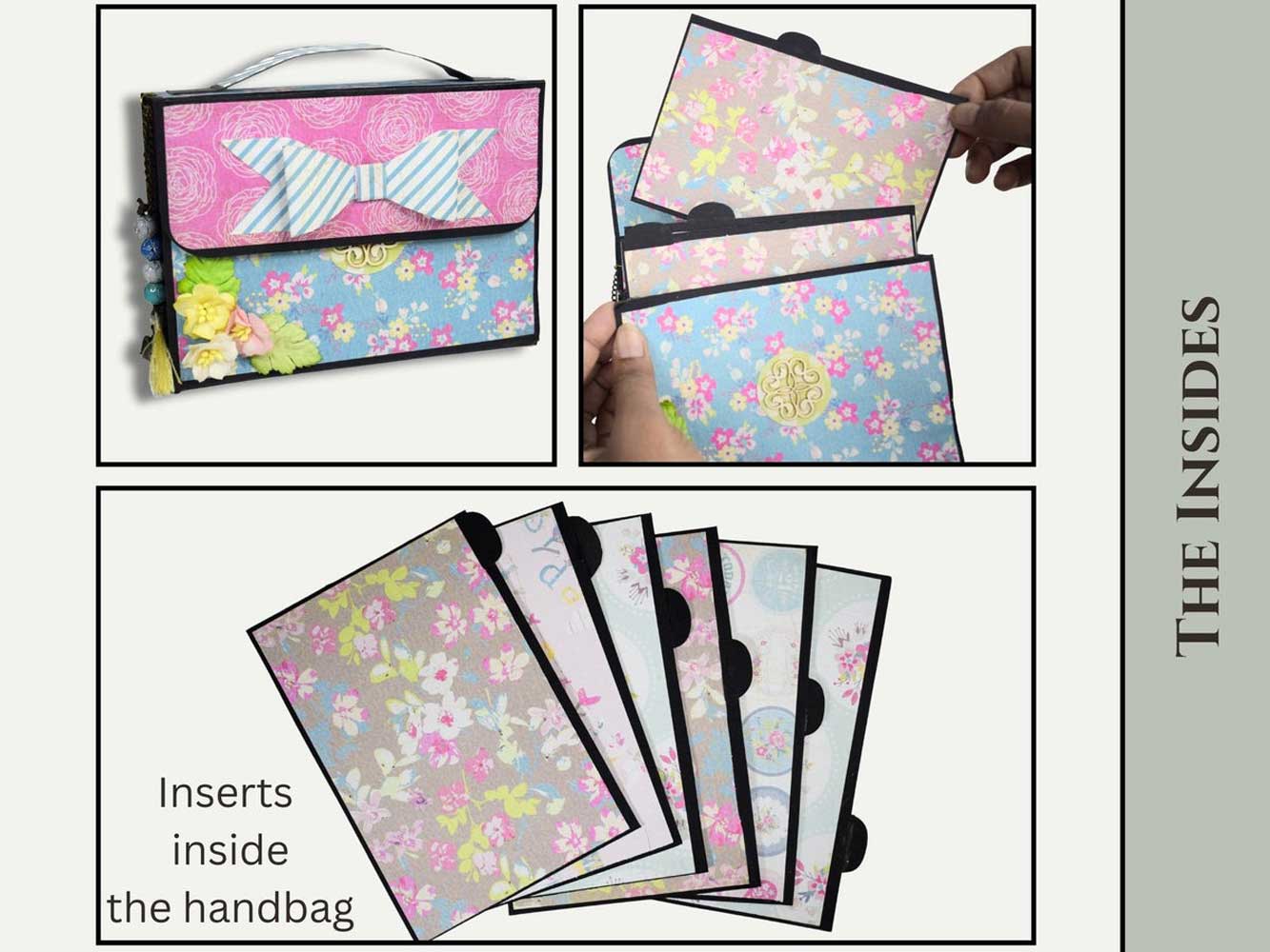 CrafTreat Scrapbook Blanks - Accordion Inserts Handbag - Black & Kraft [CAB011] - Image 3