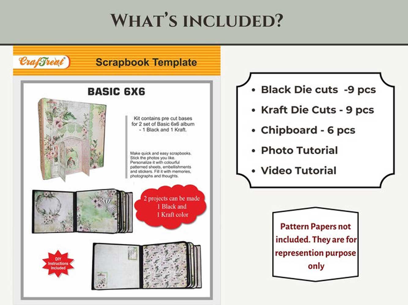 CrafTreat Scrapbook Blanks - Basic 6" x 6" - Black & Kraft [CAB001]