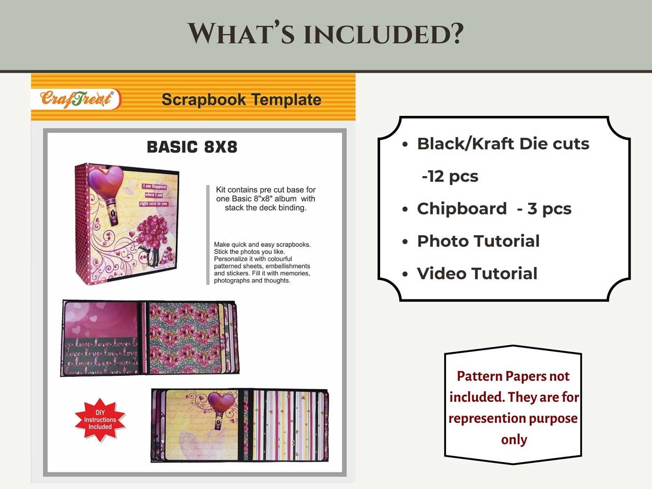 CrafTreat Scrapbook Blanks - Basic 8" x 8" - Black [CAB016]