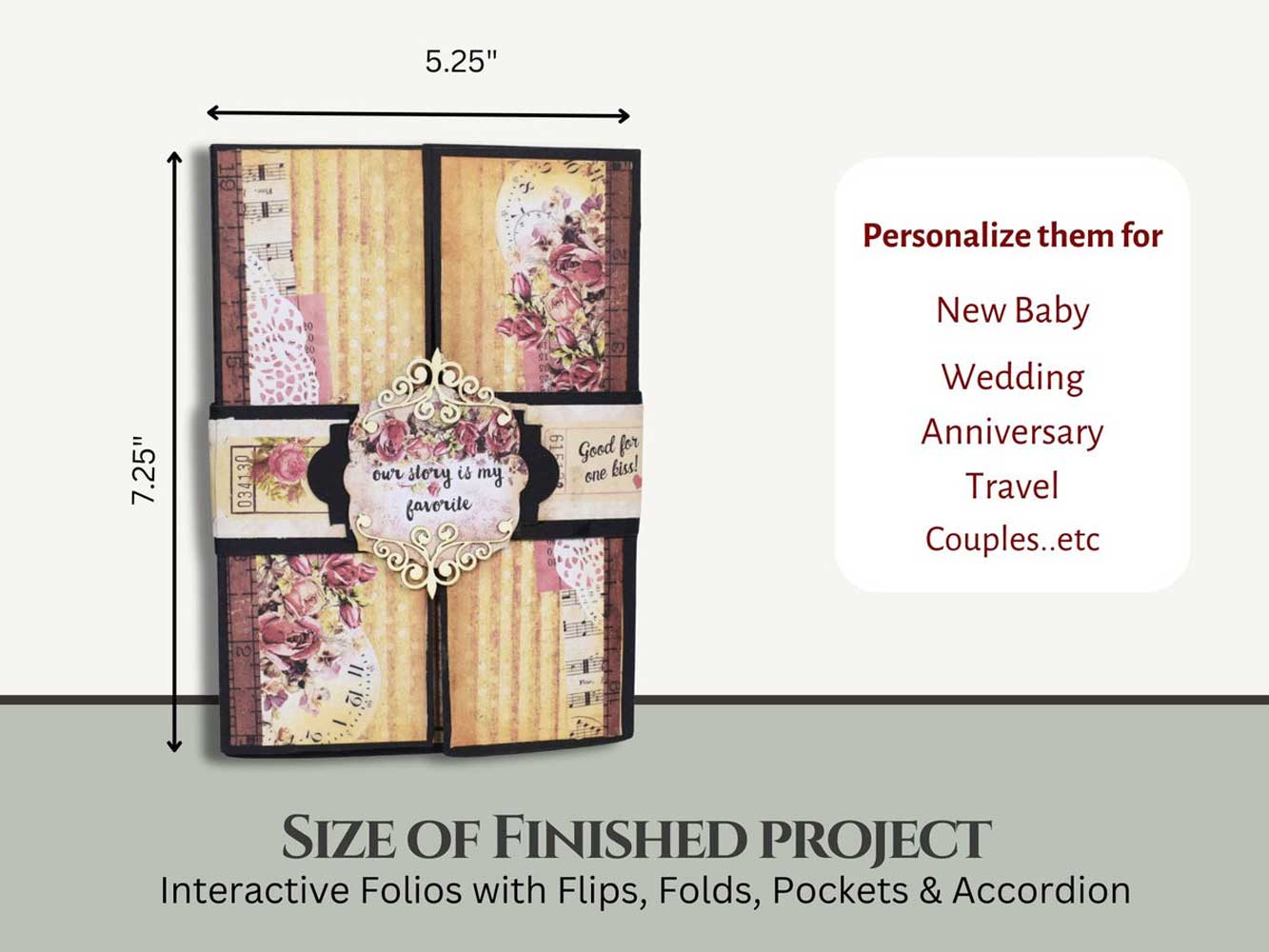 CrafTreat Scrapbook Blanks - Flipflap Gatefold - Black & Kraft  [CAB005] - Image 2