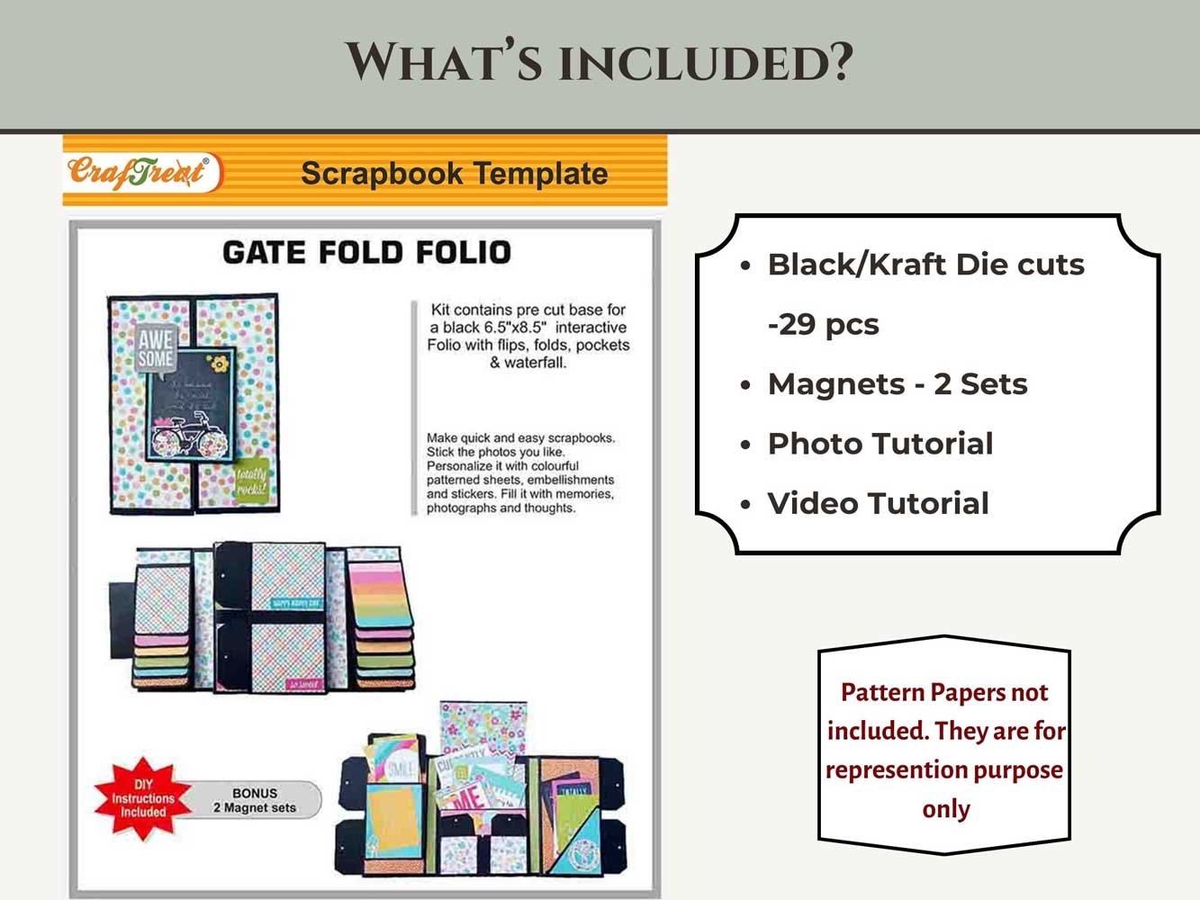 CrafTreat Scrapbook Blanks - Gate Fold Folio - Black [CAB012]