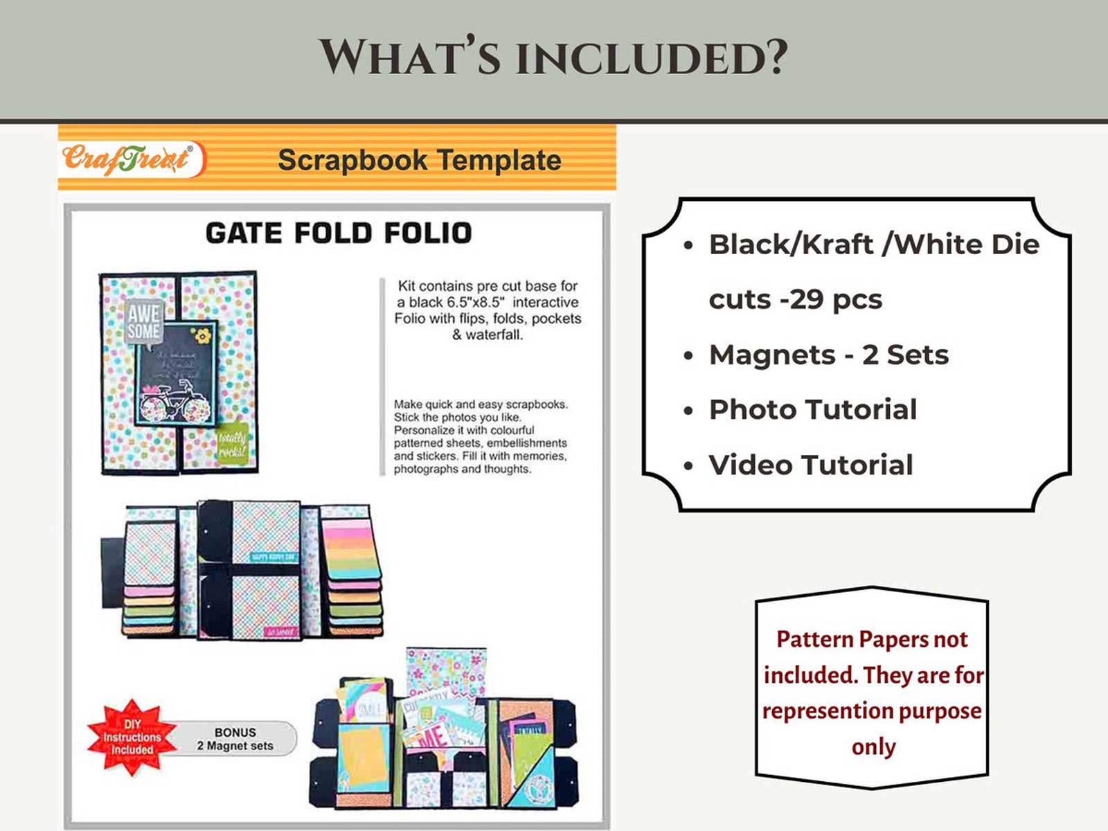 CrafTreat Scrapbook Blanks - Gate Fold Folio - White [CAB031]