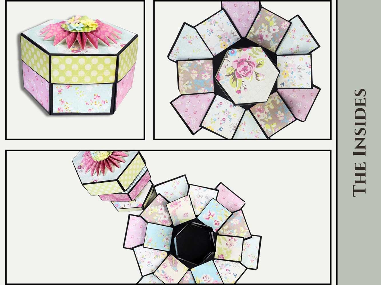 CrafTreat Scrapbook Blanks - Hexagon Explosion Box - Black & Kraft [CAB015] - Image 3