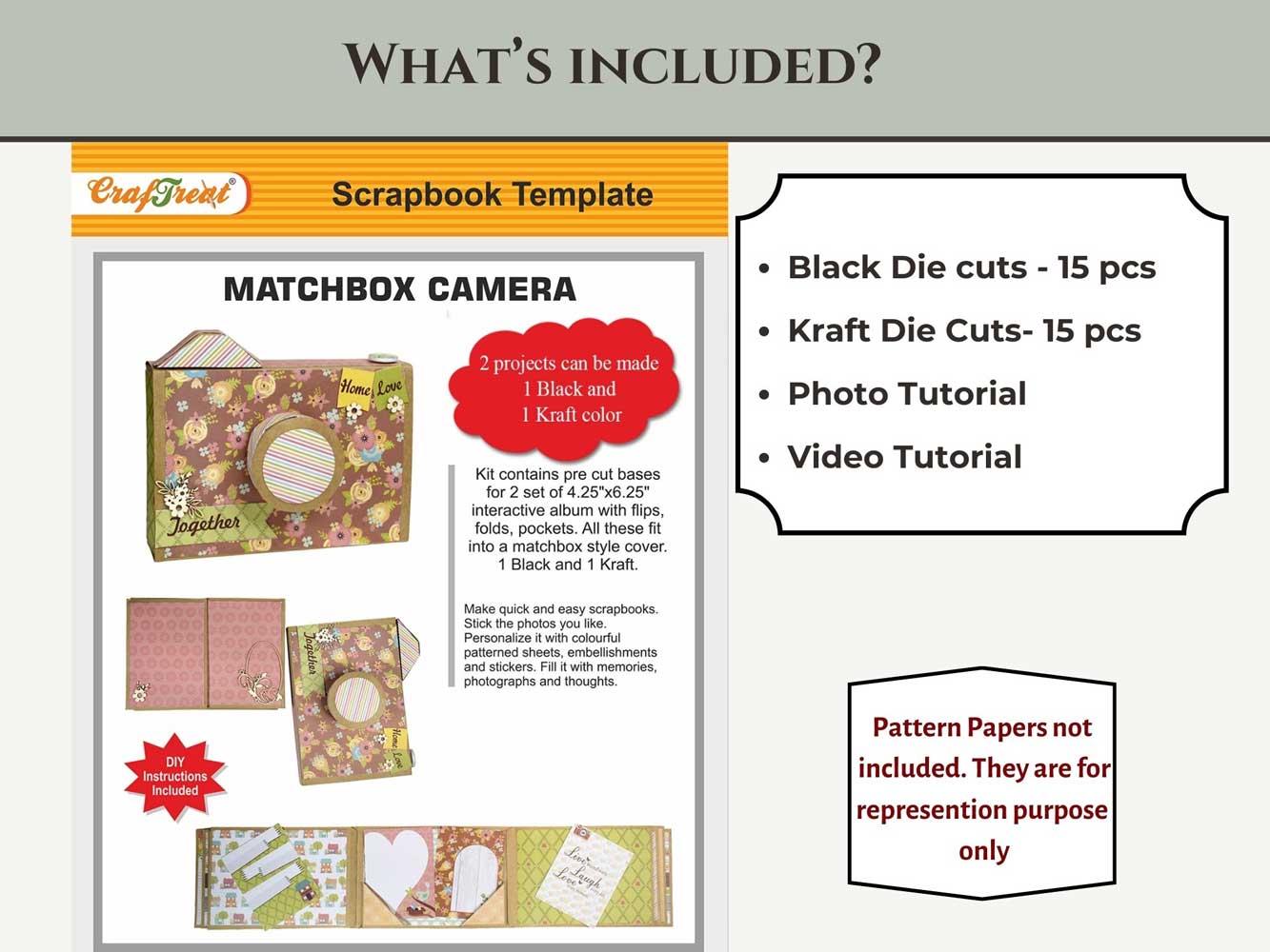 CrafTreat Scrapbook Blanks - Matchbox Camera - Black & Kraft [CAB009]